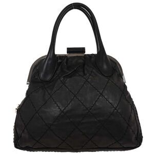 Chanel Expandable Zip Around Frame Bag Quilted Leather Black Leather Handbag